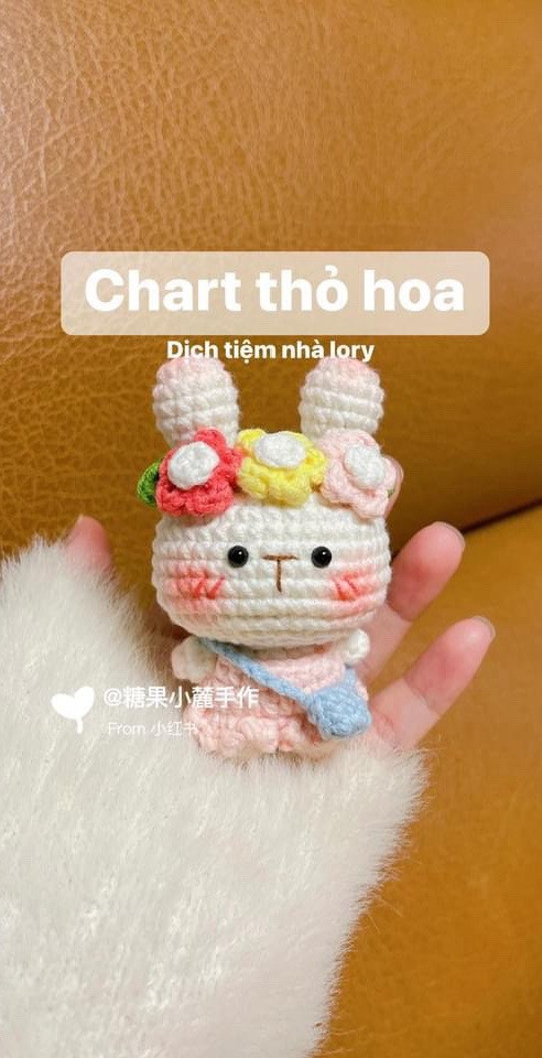 Chart móc thỏ hoa đầy đủ chi tiết và dễ thương