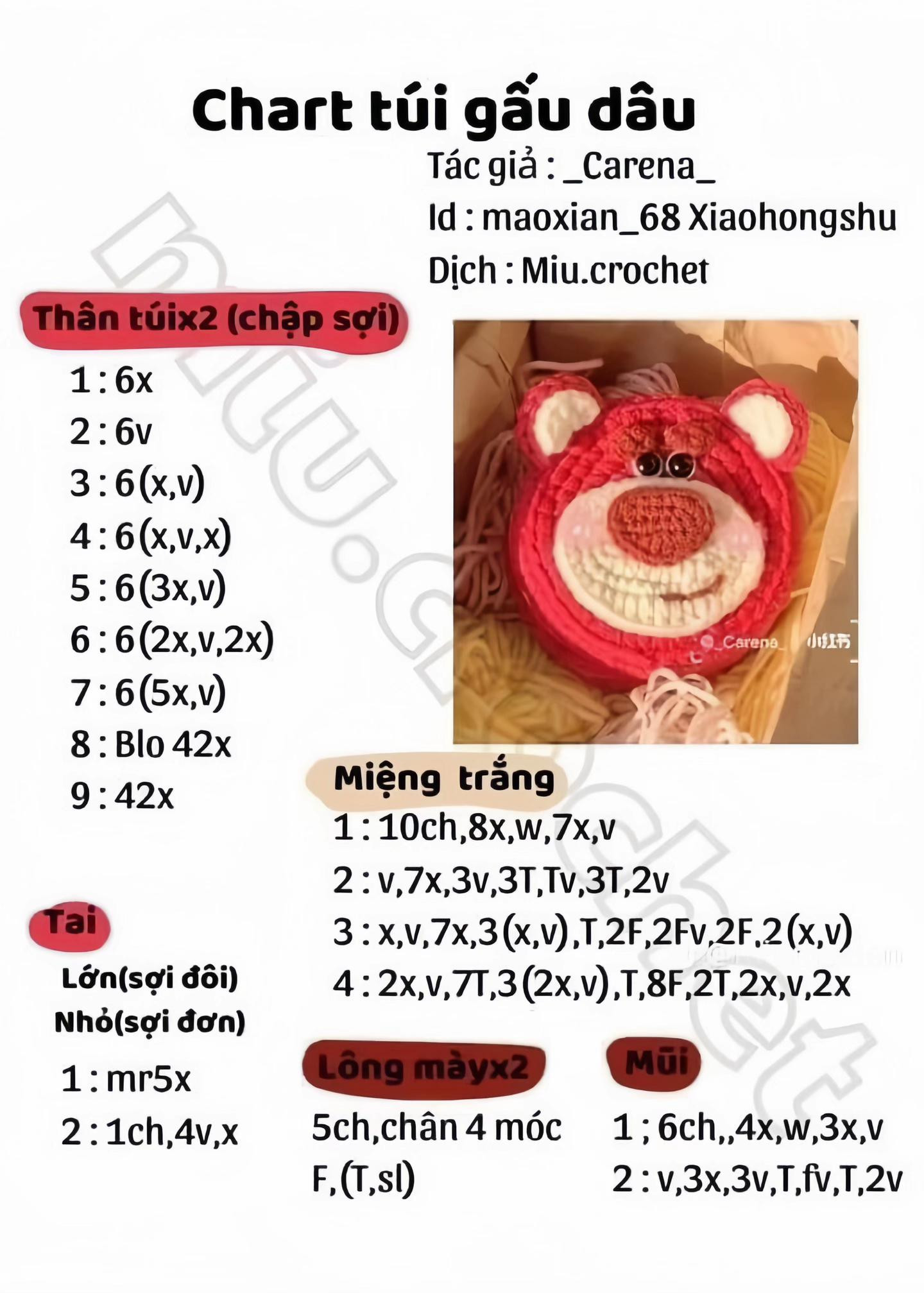 Chart móc túi gấu dâu đỏ Lotso