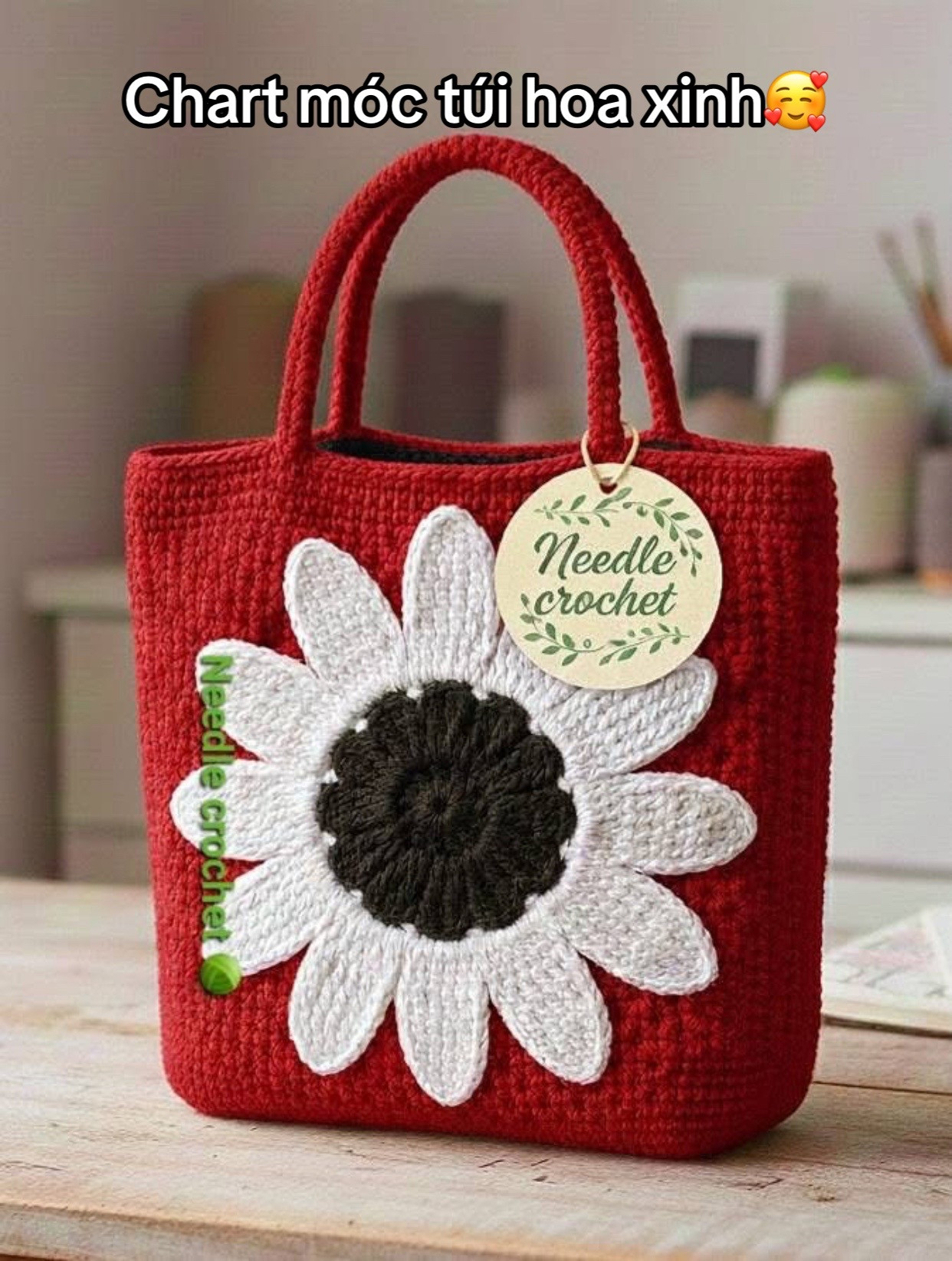 Chart Móc Túi Hoa Hướng Dương Đỏ Và Vàng
