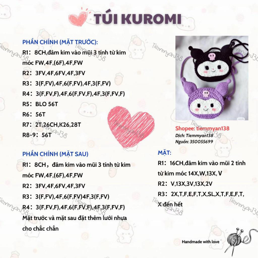Chart Móc Túi Kuromi - Mẫu Len Thủ Công Dễ Thương