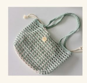 Chart móc túi tote lưới xanh trắng