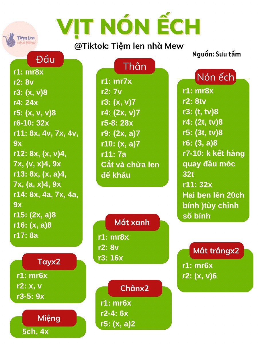 Chart móc Vịt Nón Ếch màu hồng trắng dễ thương