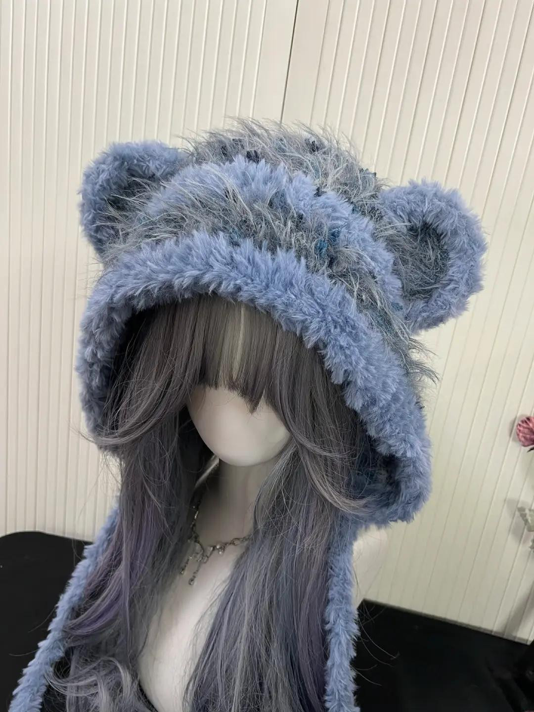 Chart Nón Len Tai Gấu Móc Len Lông Thỏ Xù