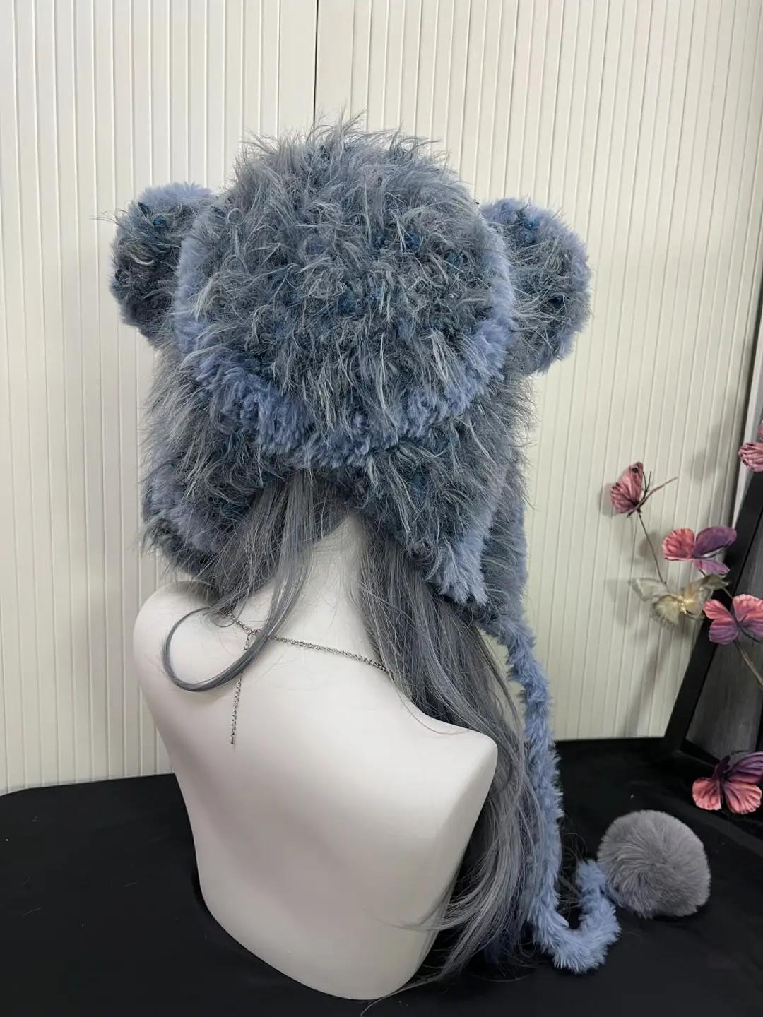 Chart Nón Len Tai Gấu Móc Len Lông Thỏ Xù