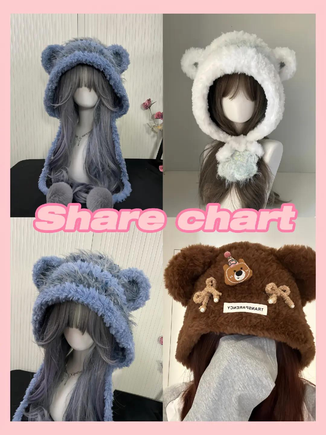 Chart Nón Len Tai Gấu Móc Len Lông Thỏ Xù