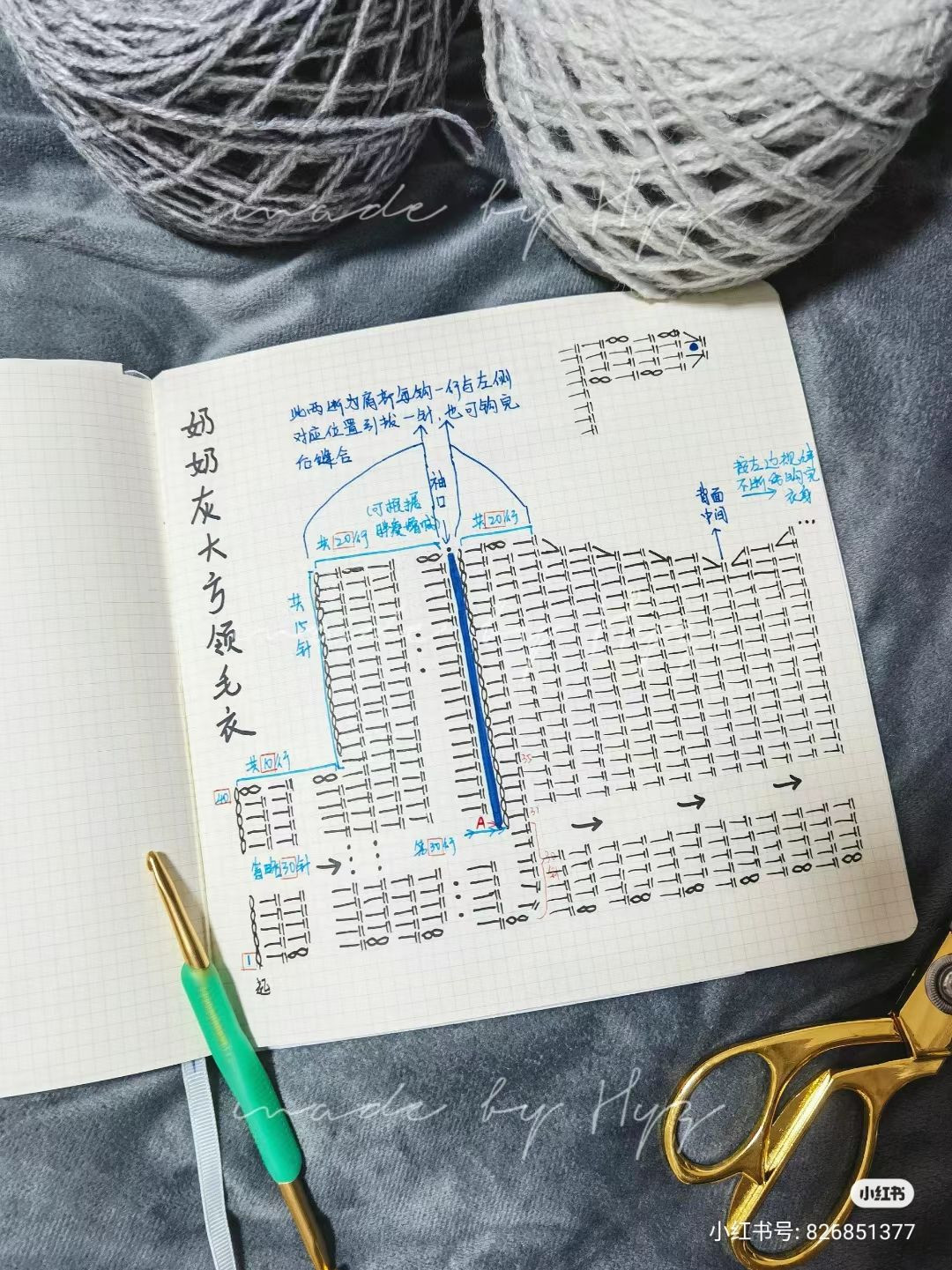 Chart Pattern for Crochet Grandpa Grey Square Neck Sweater
