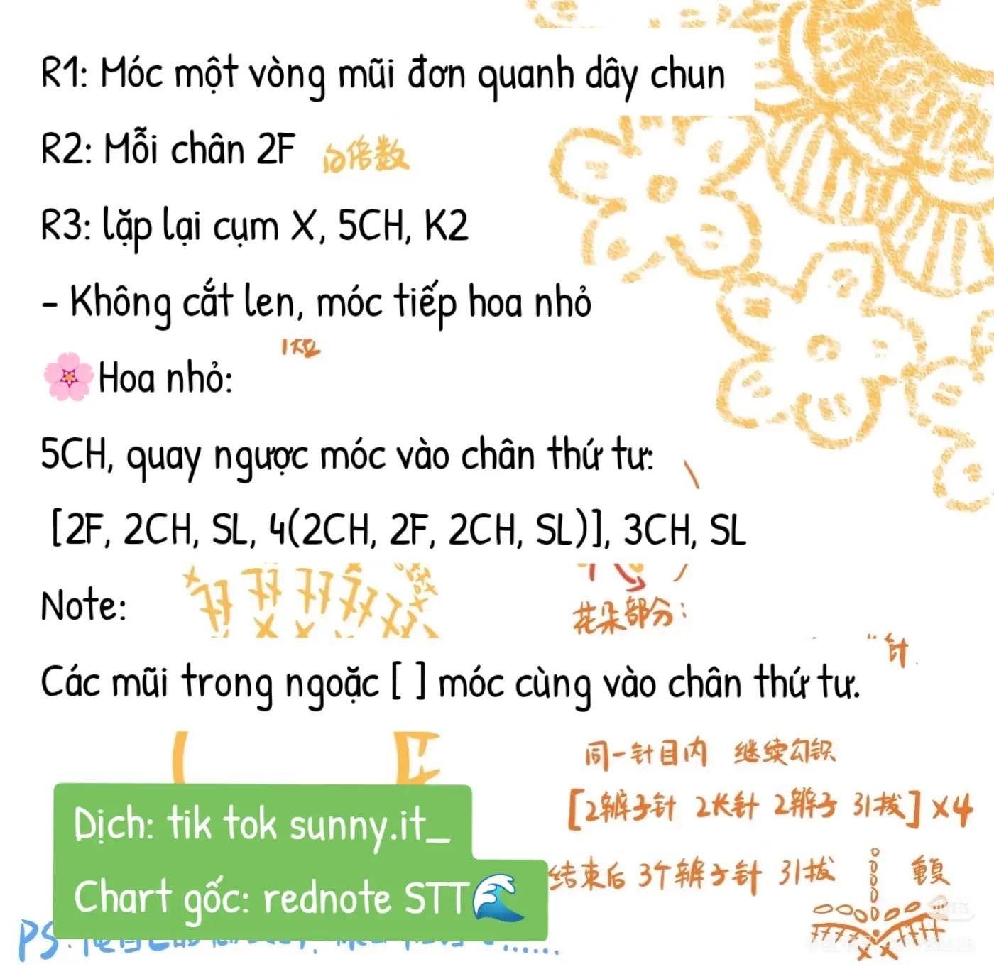 Chart scrunchies hoa nhỏ màu xanh vàng