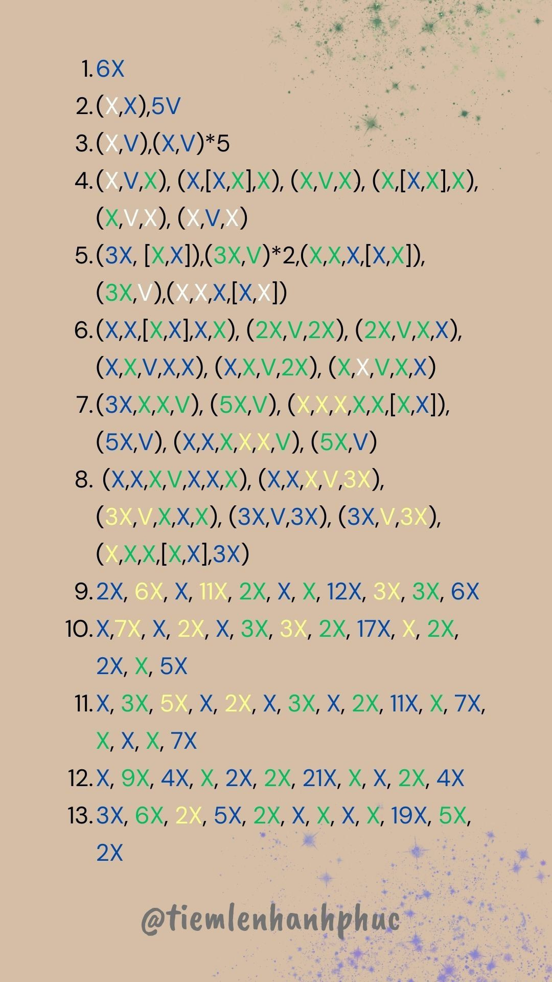 Chart Trái Đất (size to) - Hướng dẫn móc len chi tiết từng hàng