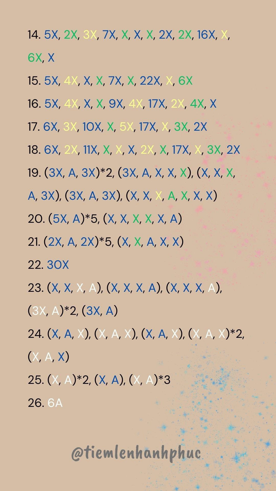 Chart Trái Đất (size to) - Hướng dẫn móc len chi tiết từng hàng
