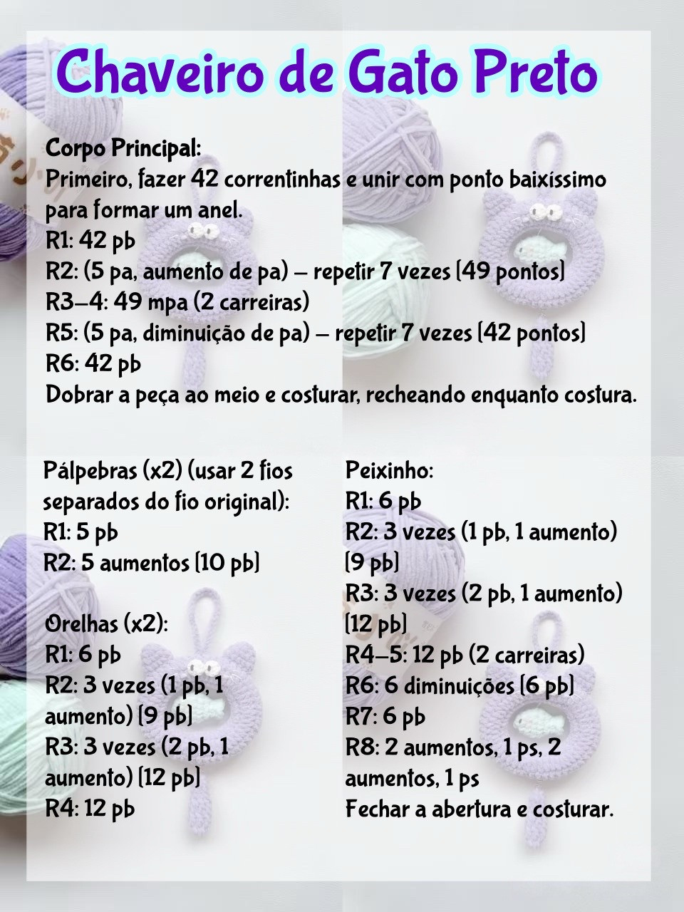 Chaveiro de Gato Preto com Peixinho Mágico