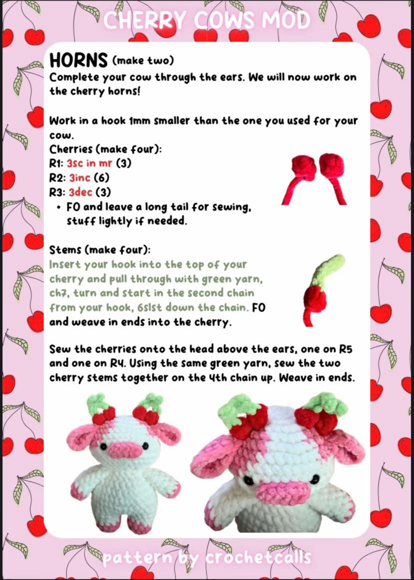 Cherry Cows Mod Amigurumi Pattern by CrochetCalls