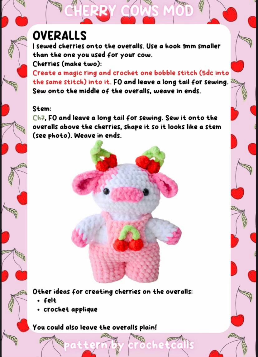 Cherry Cows Mod Amigurumi Pattern by CrochetCalls