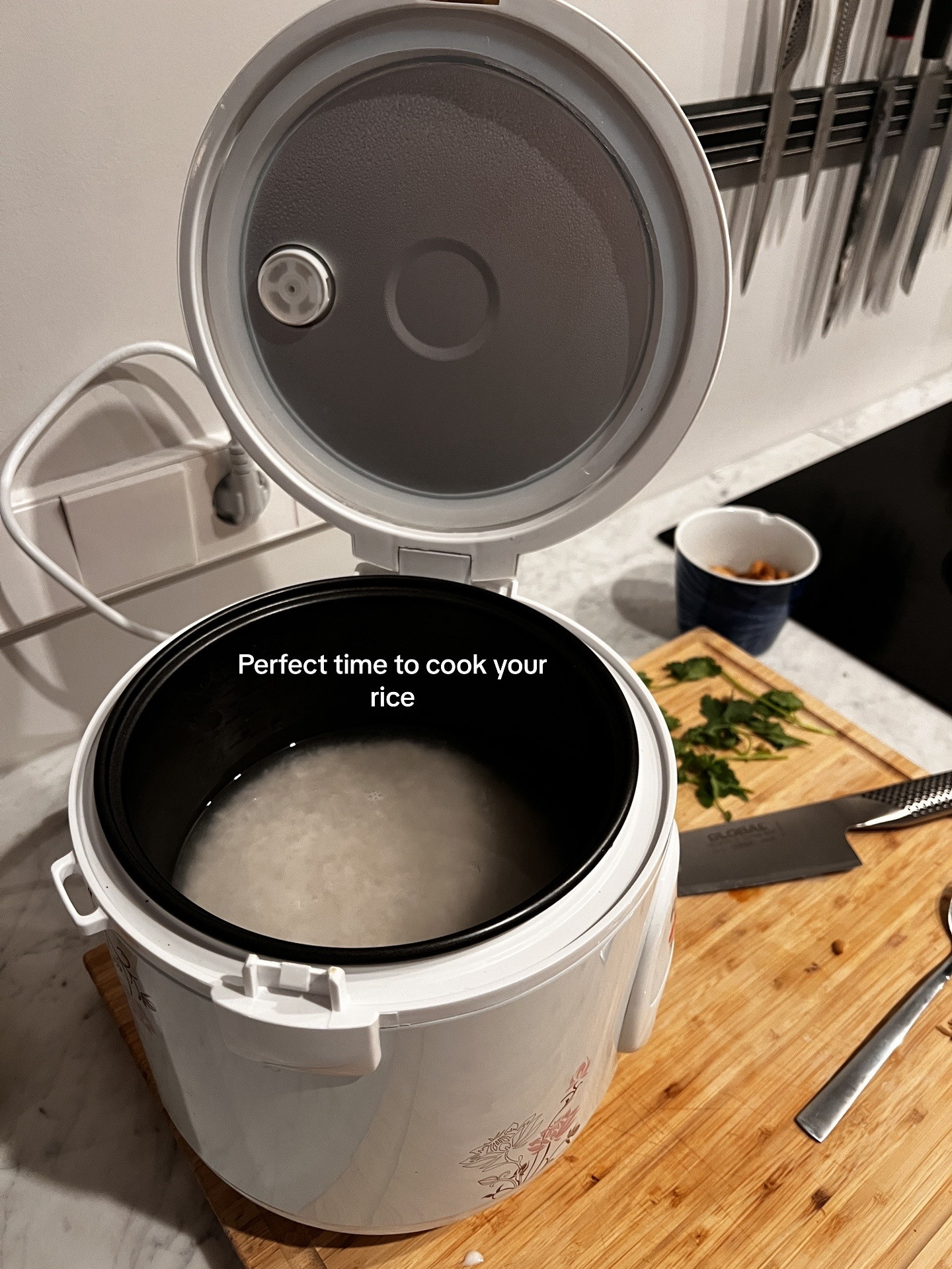 Chicken Massaman Curry with rice, topped with cashew & coriander