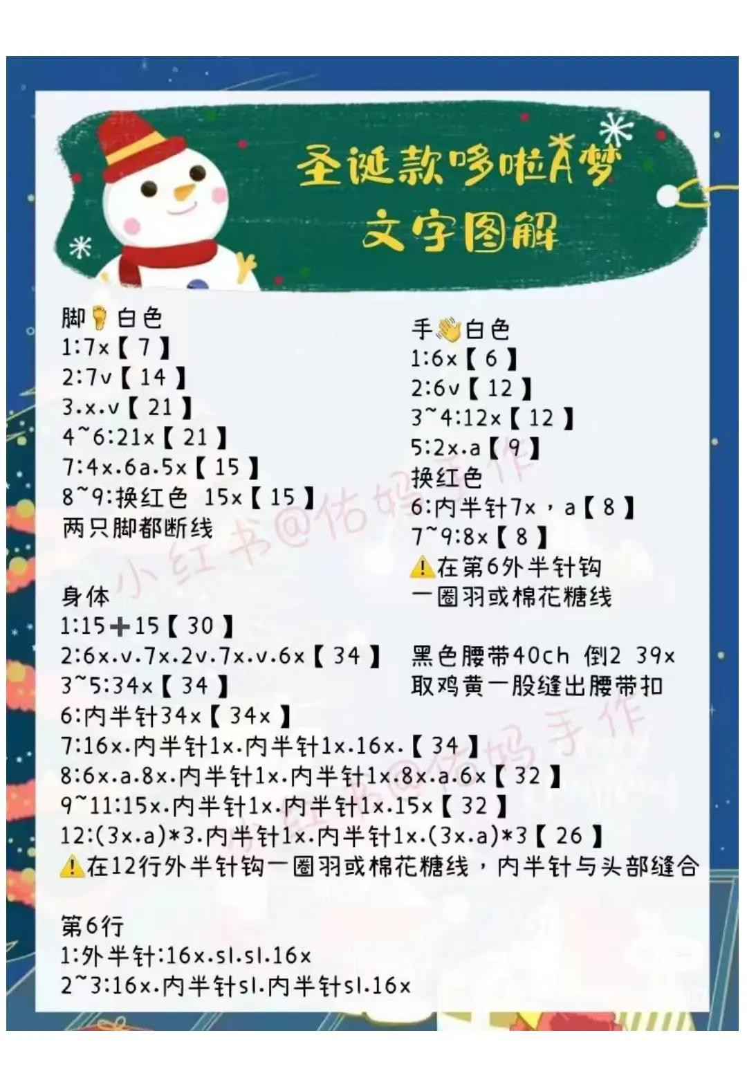 Christmas Doraemon Amigurumi Crochet Pattern: Complete Text Guide for Doll, Santa Hat, and Tree Outfit