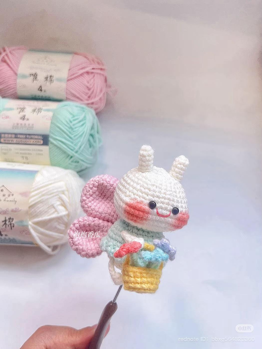 Chubby Little Butterfly Crochet Doll Pattern with Flower Basket