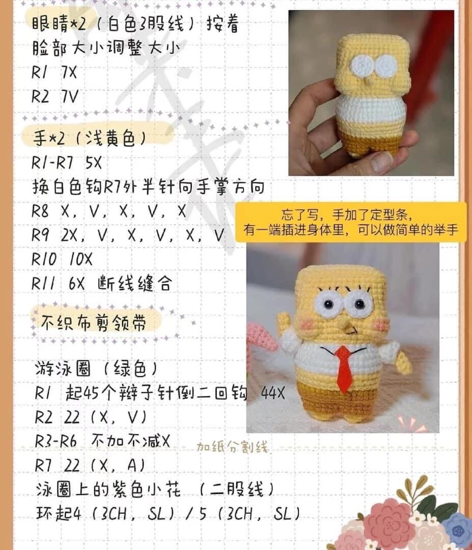 Chubby SpongeBob SquarePants and Patrick Star Crochet Amigurumi Pattern Chart