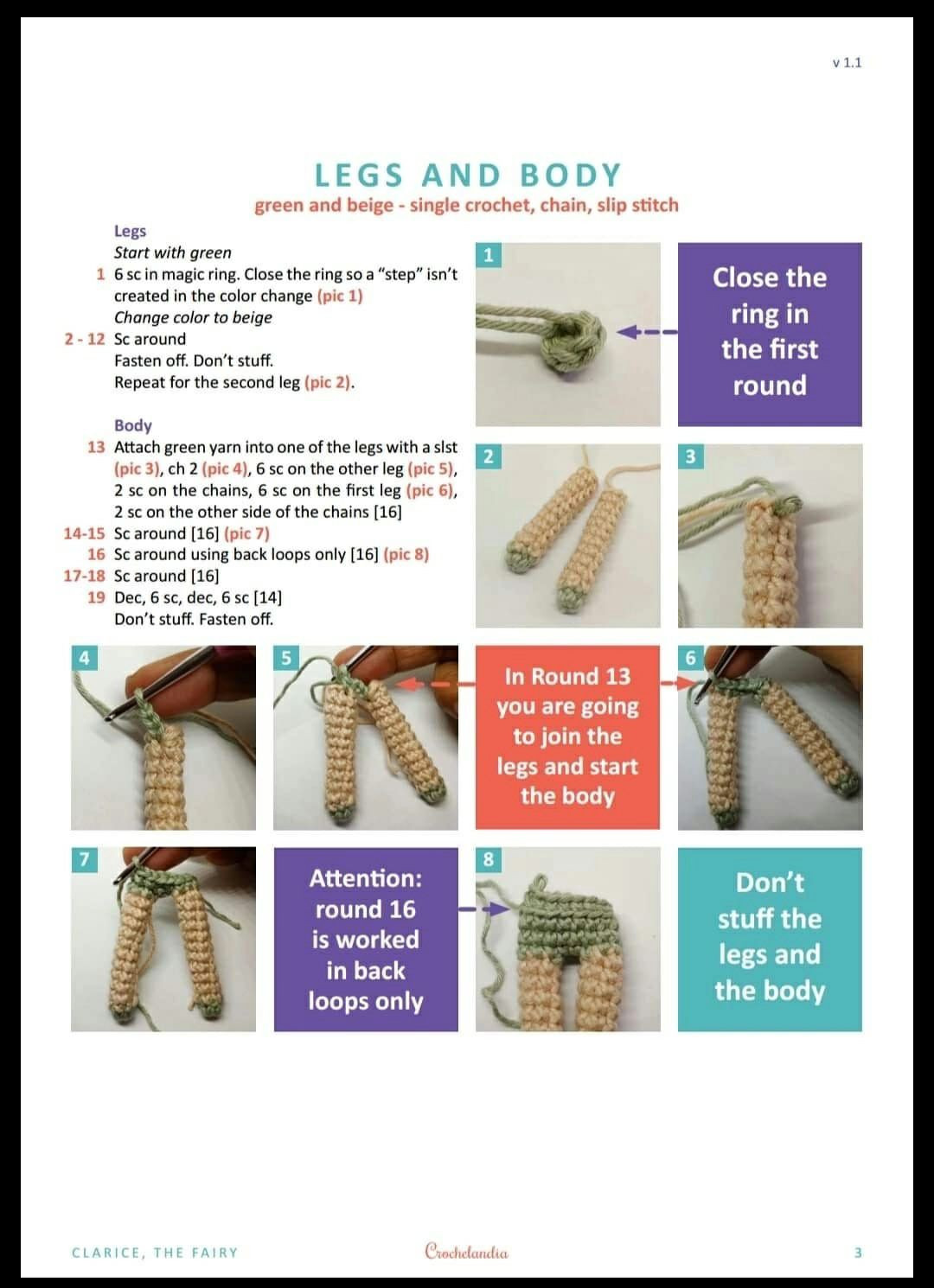 Clarice, The Fairy - Crochet Amigurumi Doll Pattern with Wings and Wand