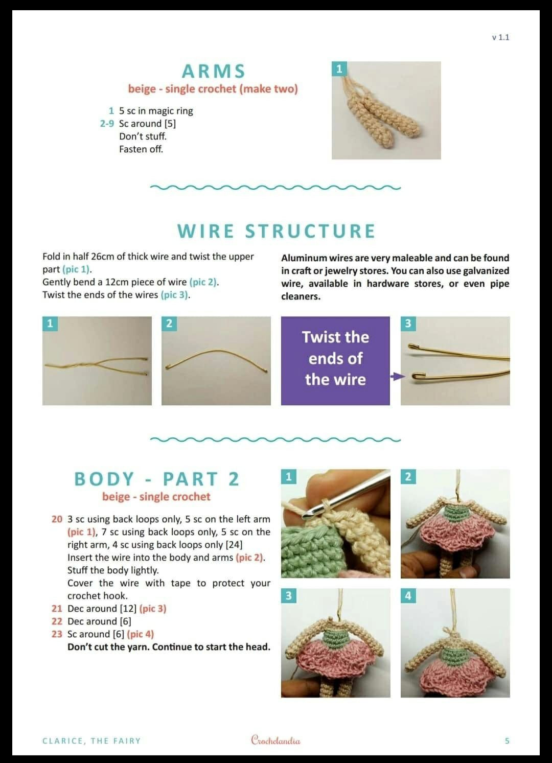 Clarice, The Fairy - Crochet Amigurumi Doll Pattern with Wings and Wand