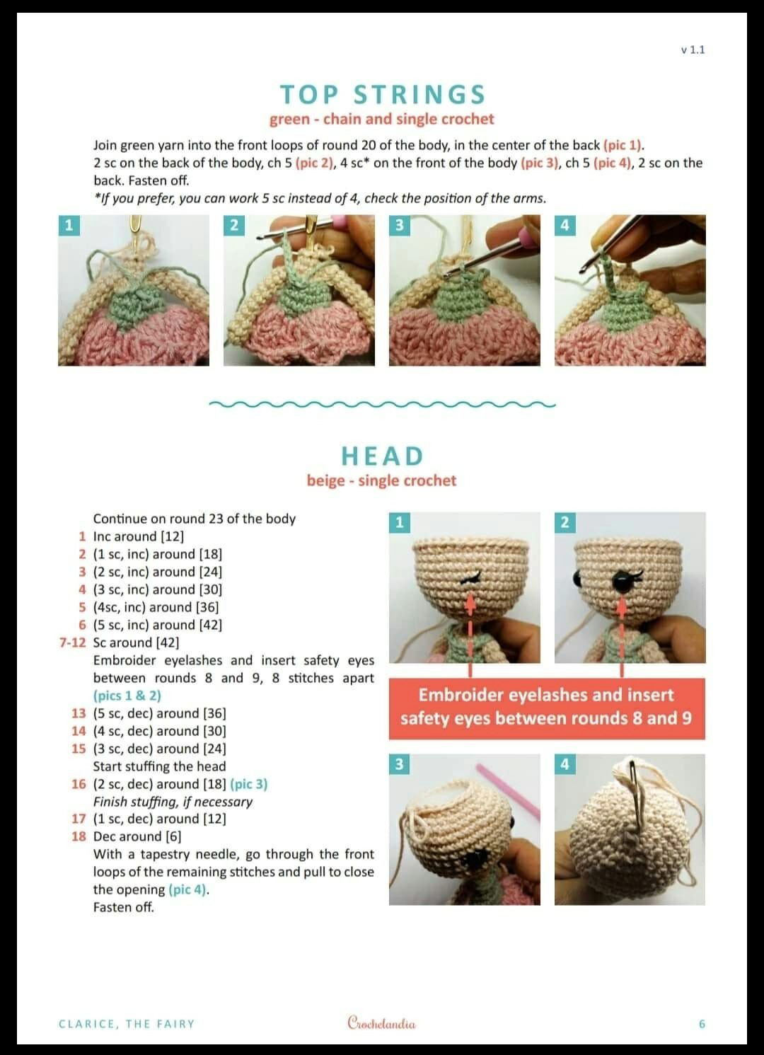 Clarice, The Fairy - Crochet Amigurumi Doll Pattern with Wings and Wand