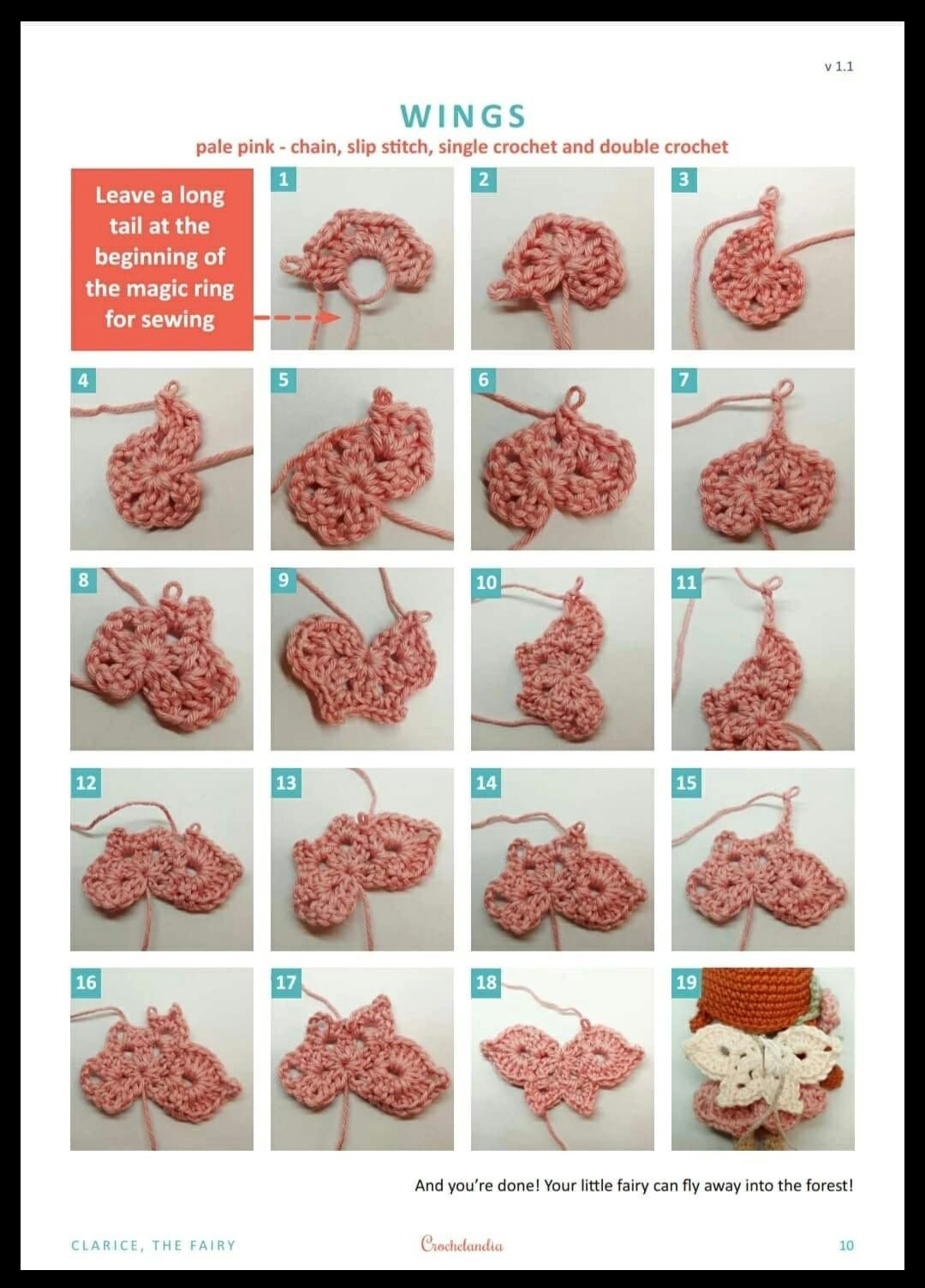 Clarice, The Fairy - Crochet Amigurumi Doll Pattern with Wings and Wand