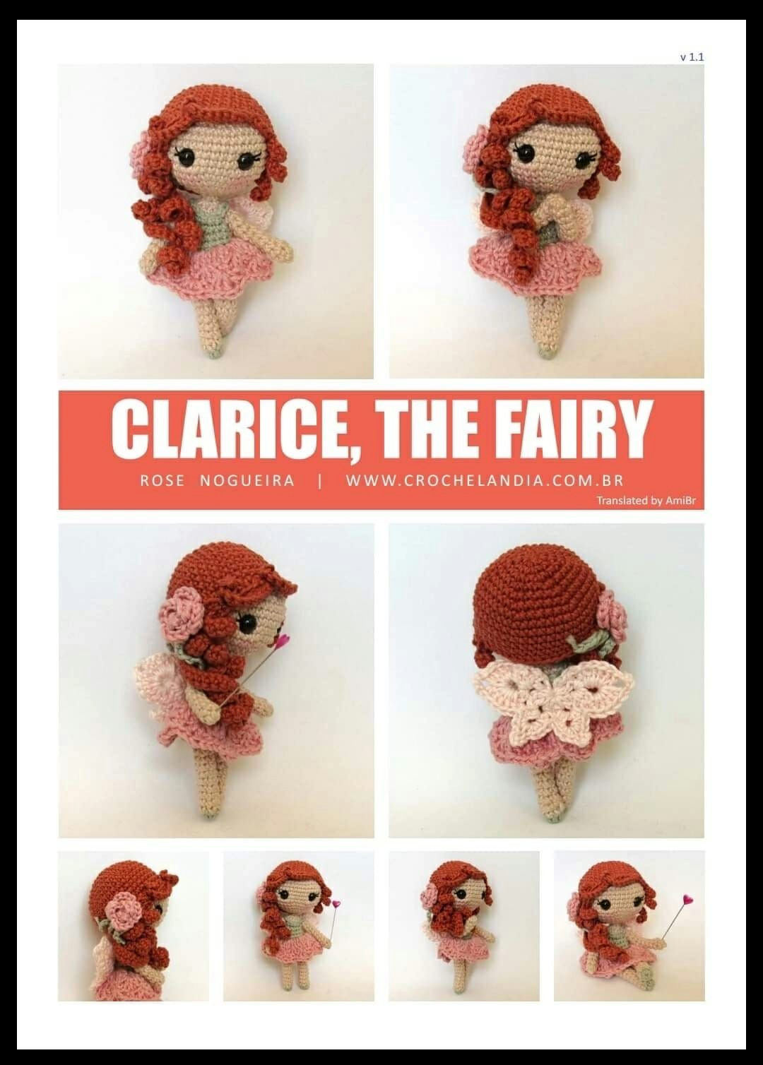 Clarice, The Fairy - Crochet Amigurumi Doll Pattern with Wings and Wand