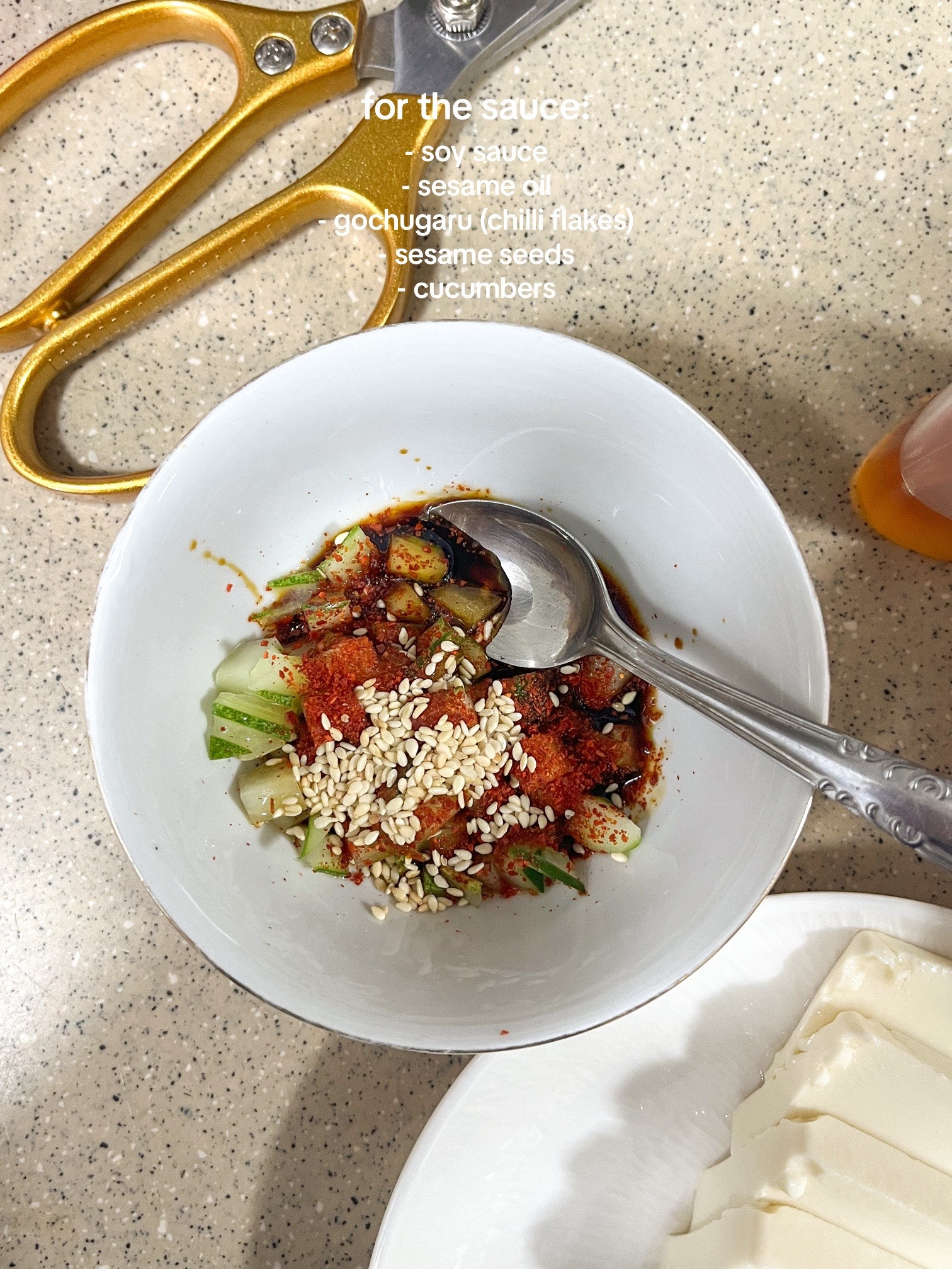 Cold Silken Tofu with Cucumber and Spicy Sesame Sauce Recipe