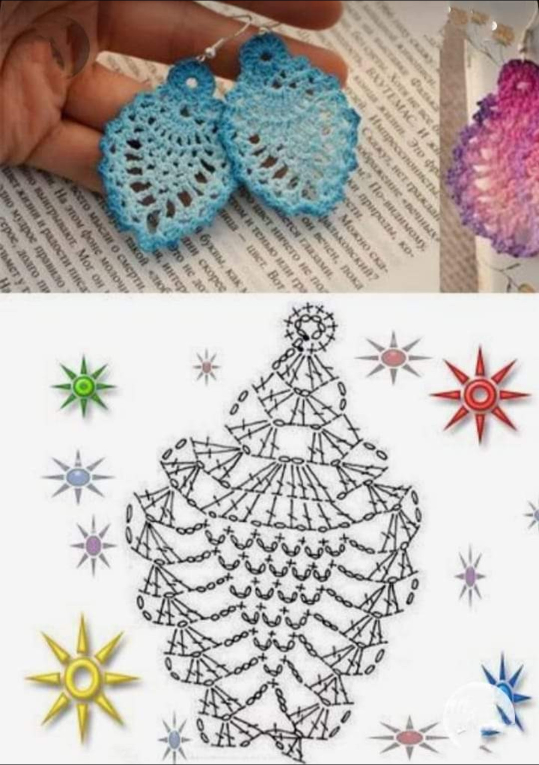 Collection de motifs et schémas pour boucles d'oreilles au crochet : fleurs, éventails et cœurs