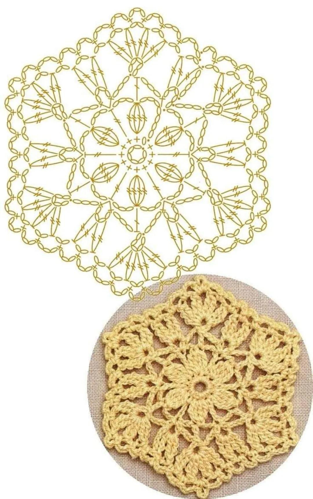 Collection of colorful and black-and-white circular crochet flat charts with mandala and shell patterns