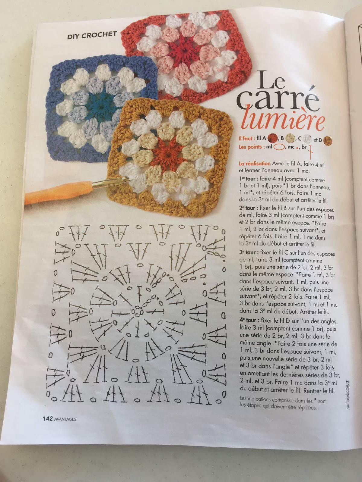 Collection of Crochet Flat Charts: Berries Square, Daisy Square, and Center Motif Patterns