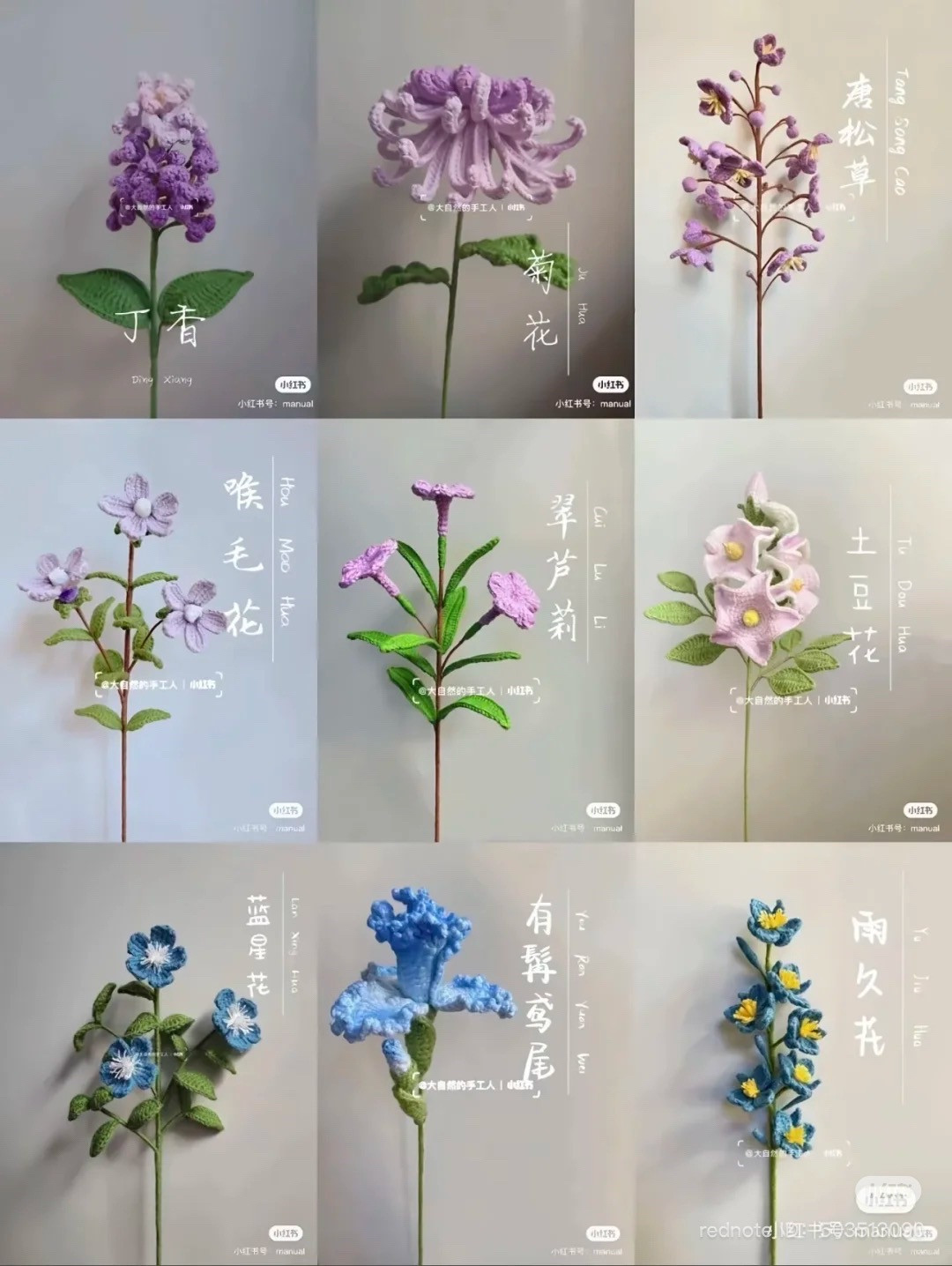 Collection of Crochet Flower Patterns with Chinese Charts and Photos