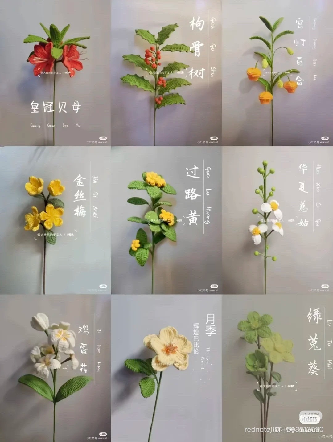 Collection of Crochet Flower Patterns with Chinese Charts and Photos