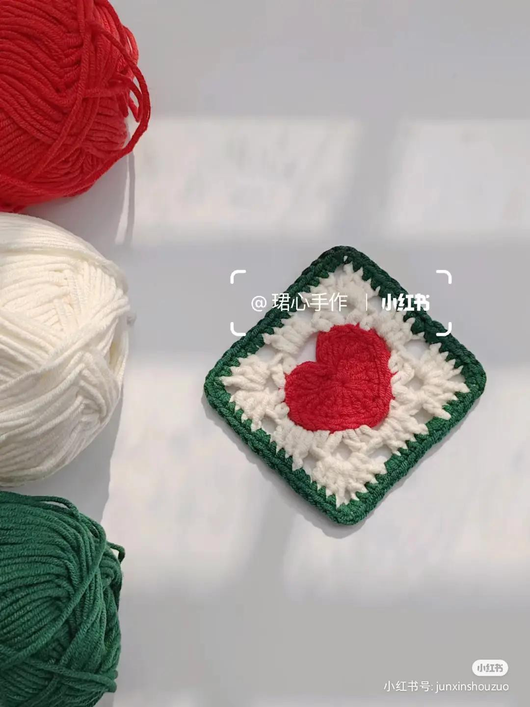 Collection of Crochet Granny Square Charts and Finished Patterns with Star, Heart, and Floral Designs