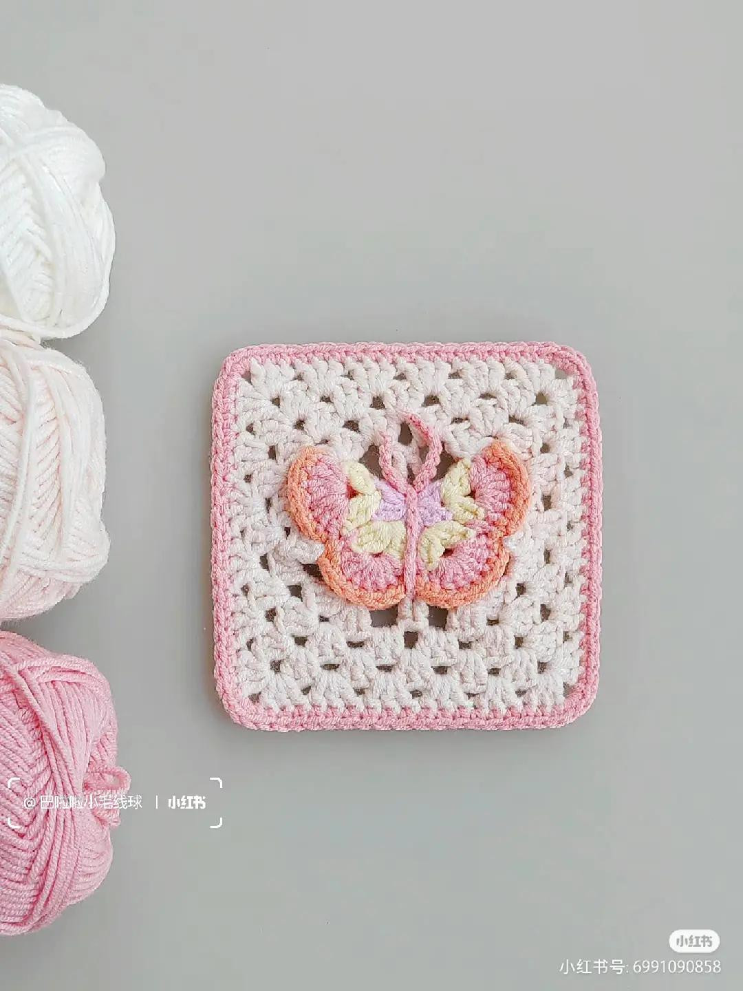 Collection of Crochet Granny Square Charts and Finished Patterns with Star, Heart, and Floral Designs