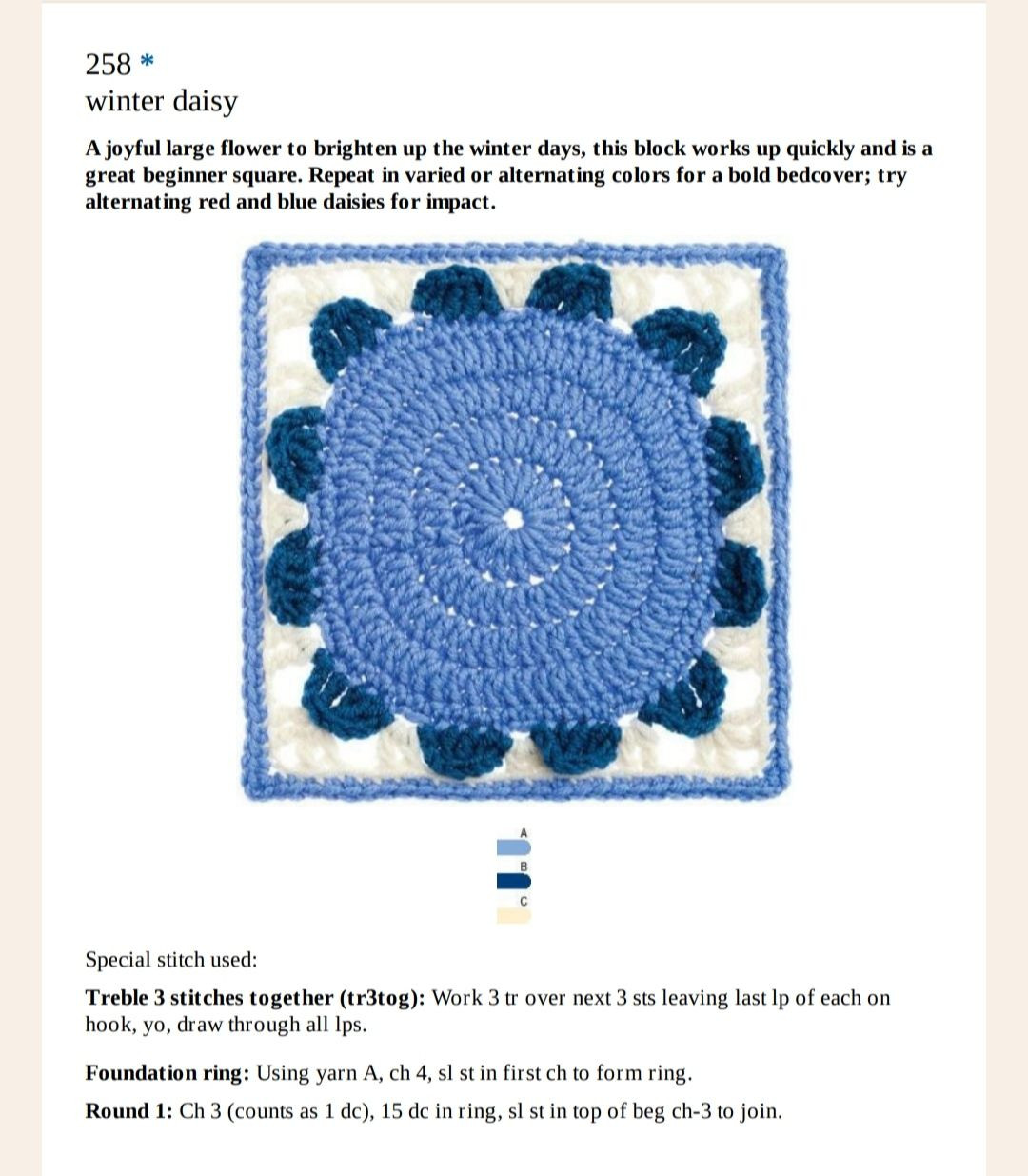 Collection of Crochet Granny Square Patterns: Sailboat, Winter Daisy, and Chamonix