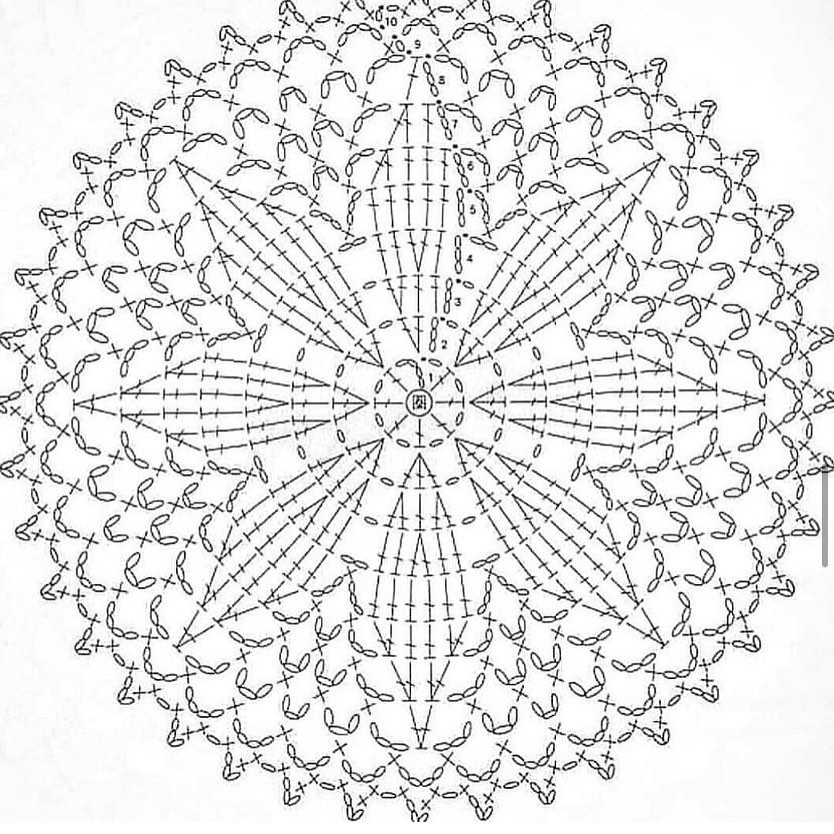 Collection of vintage circular crochet flat charts with intricate lace patterns