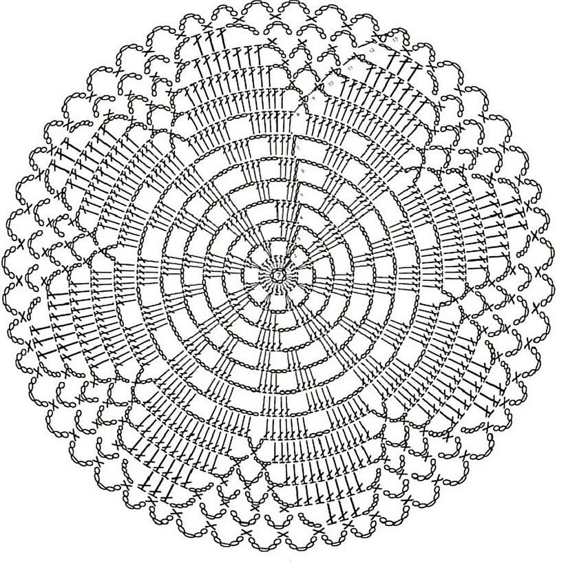 Collection of vintage circular crochet flat charts with intricate lace patterns
