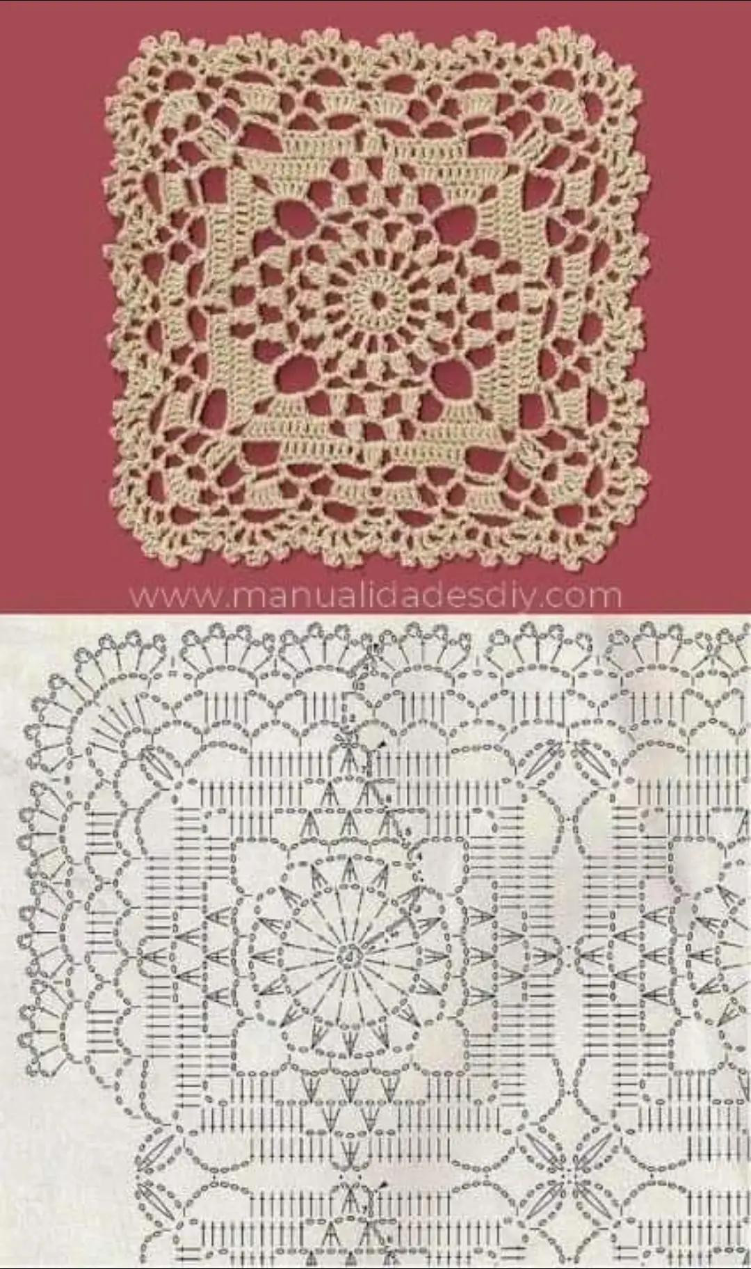 Collection of Vintage Crochet Doilies and Granny Square Flat Charts with Symbols