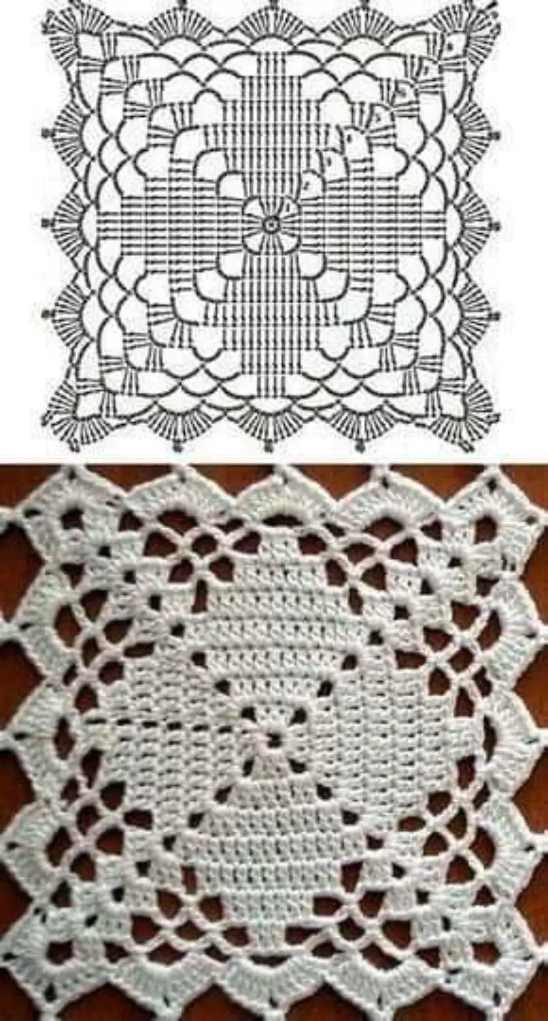 Collection of Vintage Crochet Doilies and Granny Square Flat Charts with Symbols