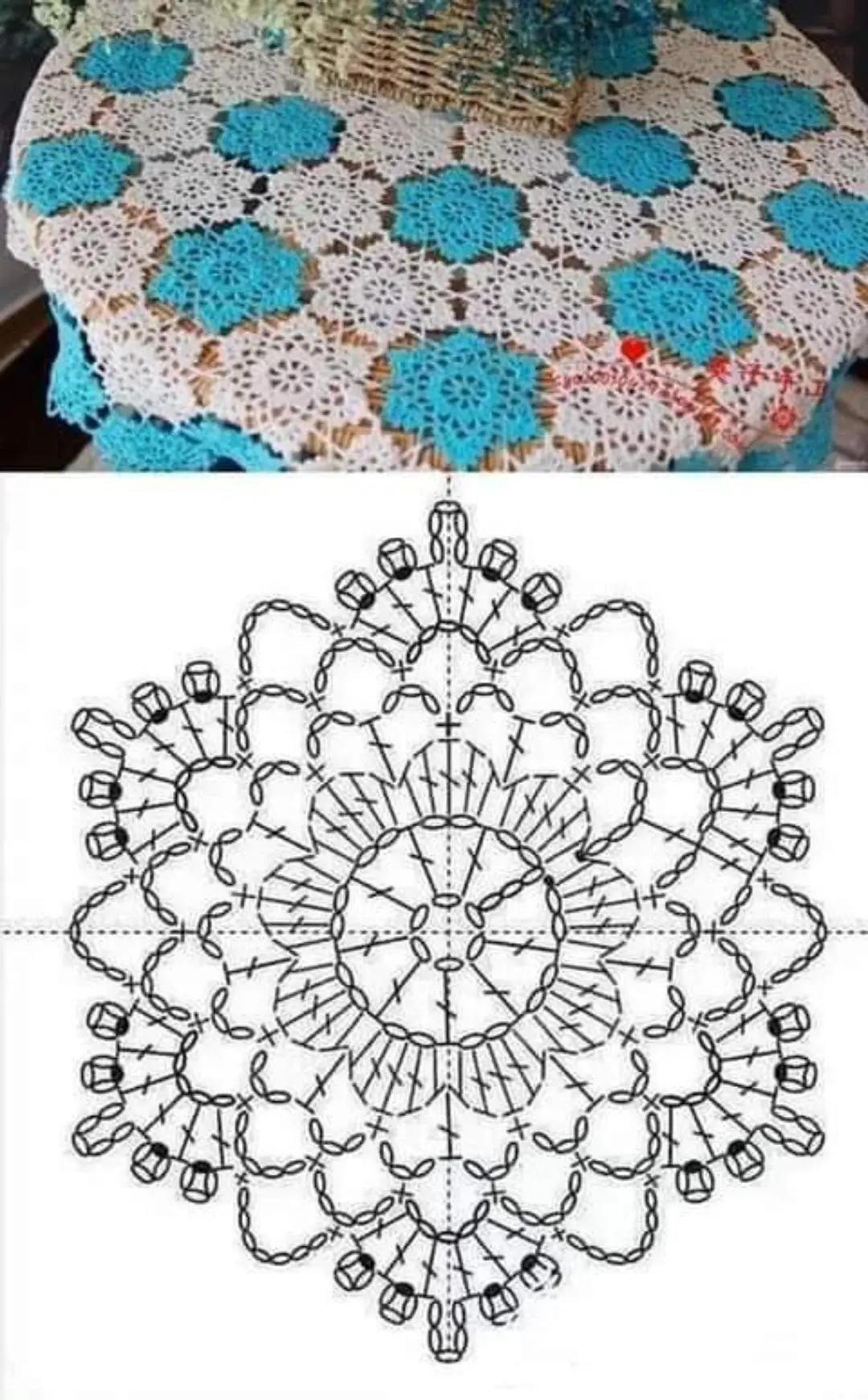 Collection of Vintage Crochet Doilies and Granny Square Flat Charts with Symbols