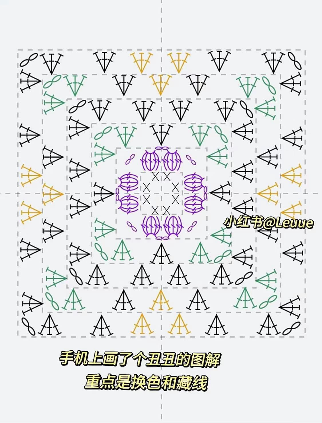 Colorful Crochet Bag Flat Chart and Pattern Tutorial with Instructions