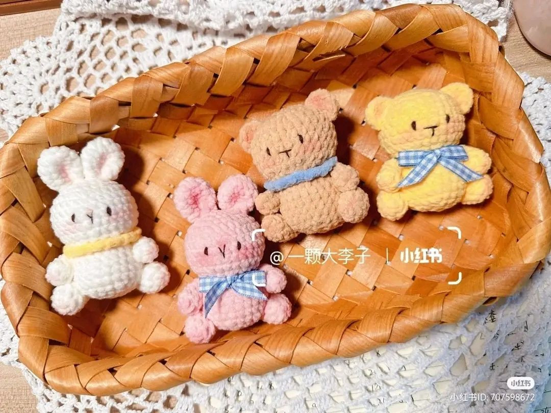 Colorful Crochet Bears and Bunnies Amigurumi Pattern Chart