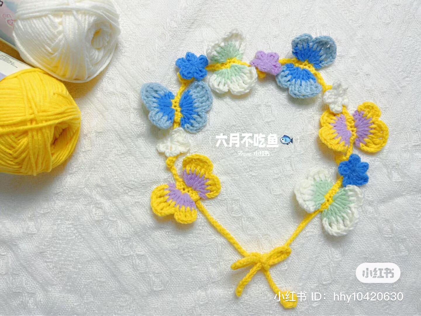 Colorful Crochet Butterfly Hair Tie Tutorial Chart