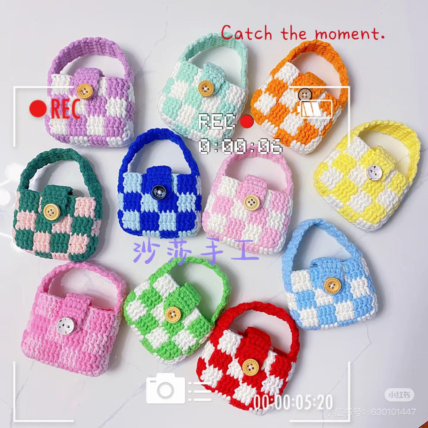 Colorful Crochet Checkered AirPods Case Bag Pattern