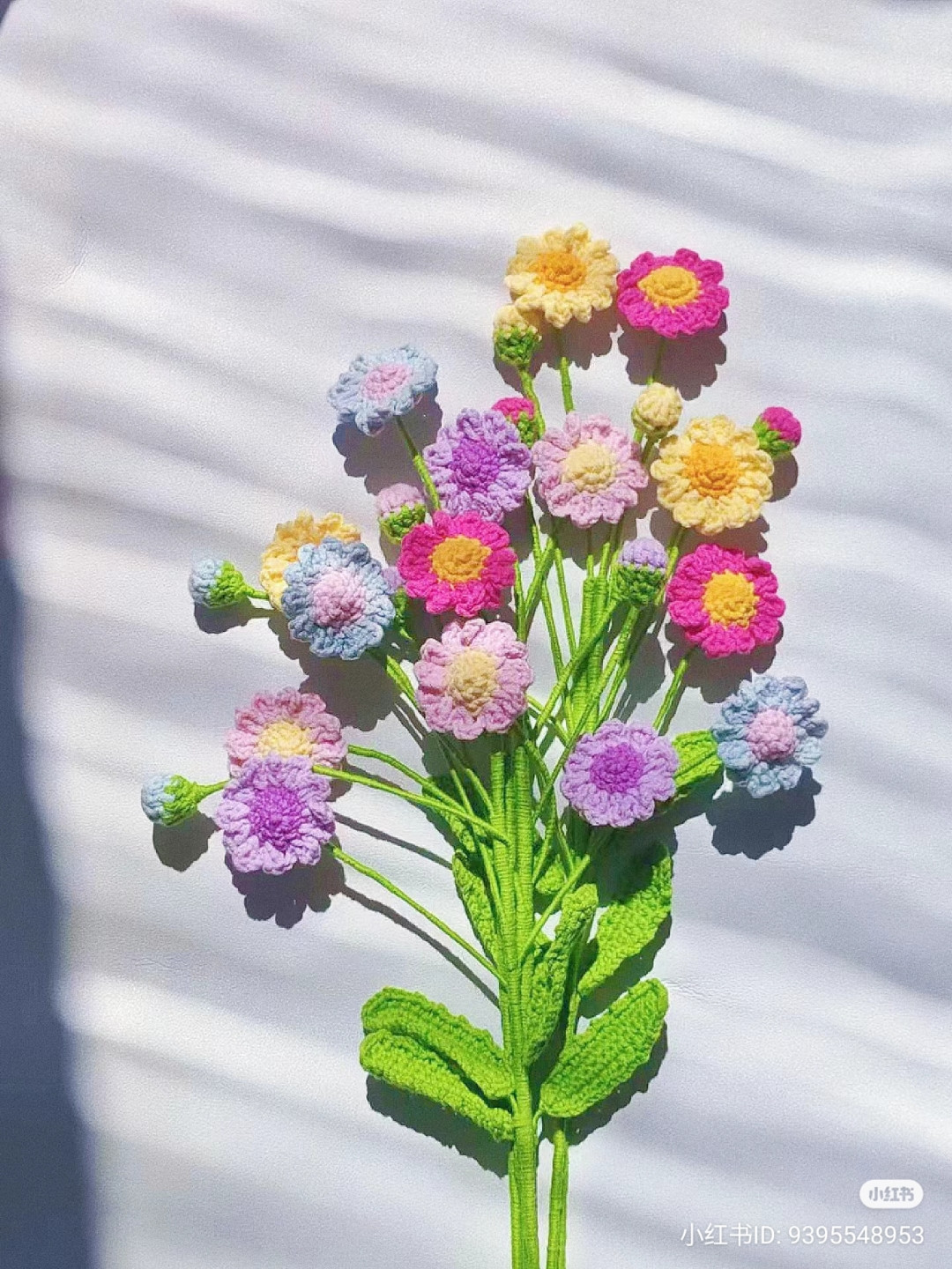 Colorful Crochet Chrysanthemum Bouquet Pattern and Yarn Set