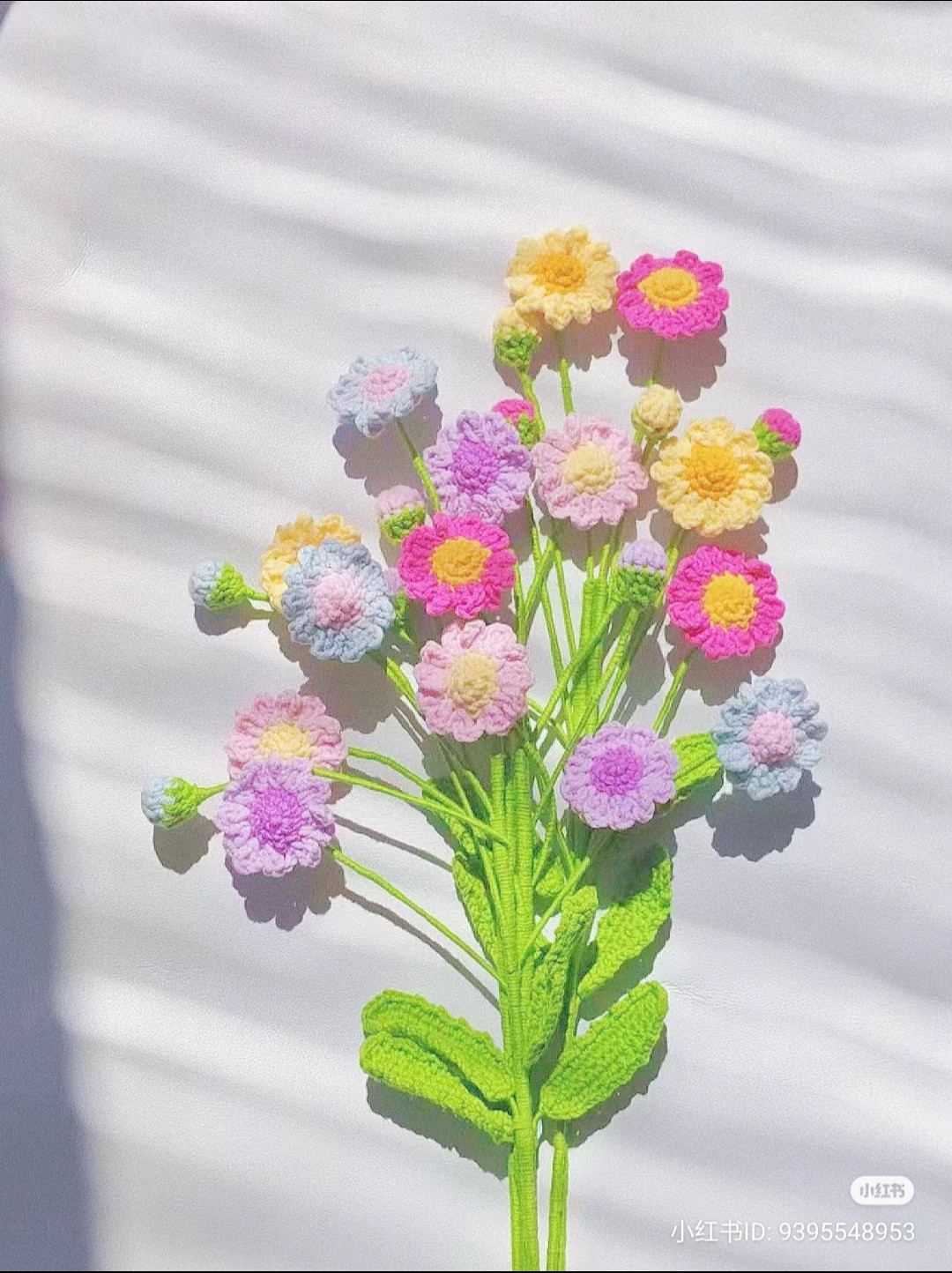 Colorful Crochet Chrysanthemum Bouquet Pattern and Yarn Set
