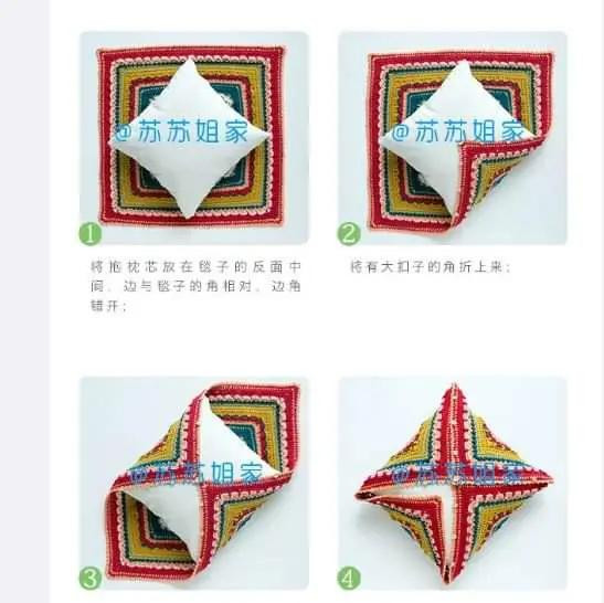 Colorful Crochet Cushion Tutorial and Flat Chart Pattern