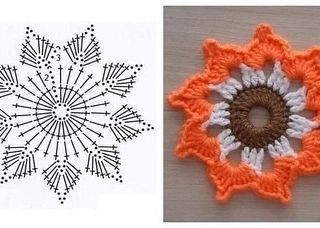 Colorful Crochet Flower Motif Flat Charts and Finished Examples