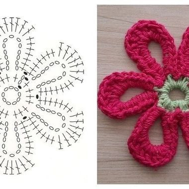 Colorful Crochet Flower Motif Flat Charts and Finished Examples