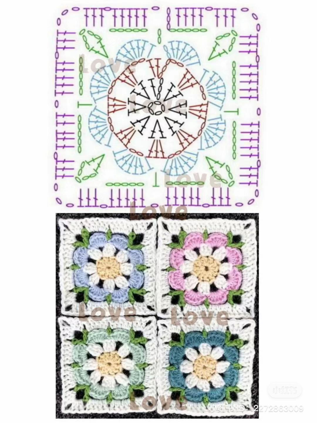 Colorful Crochet Granny Square Charts and Patterns for Pillows, Triangles and Coasters