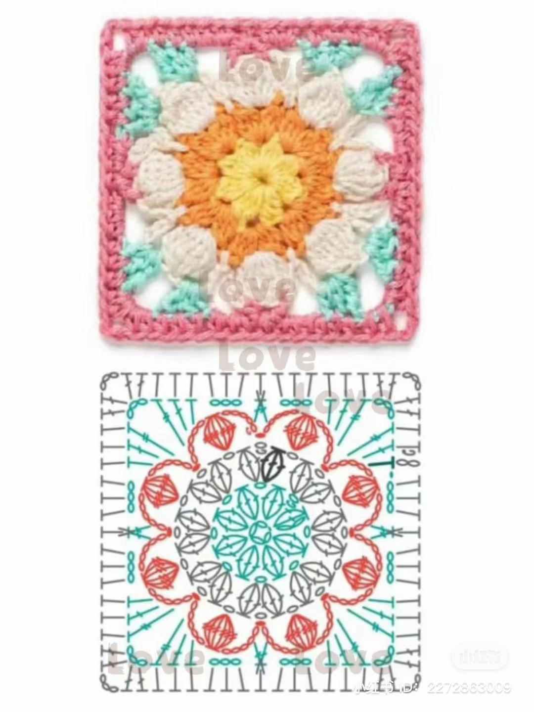 Colorful Crochet Granny Square Charts and Patterns for Pillows, Triangles and Coasters